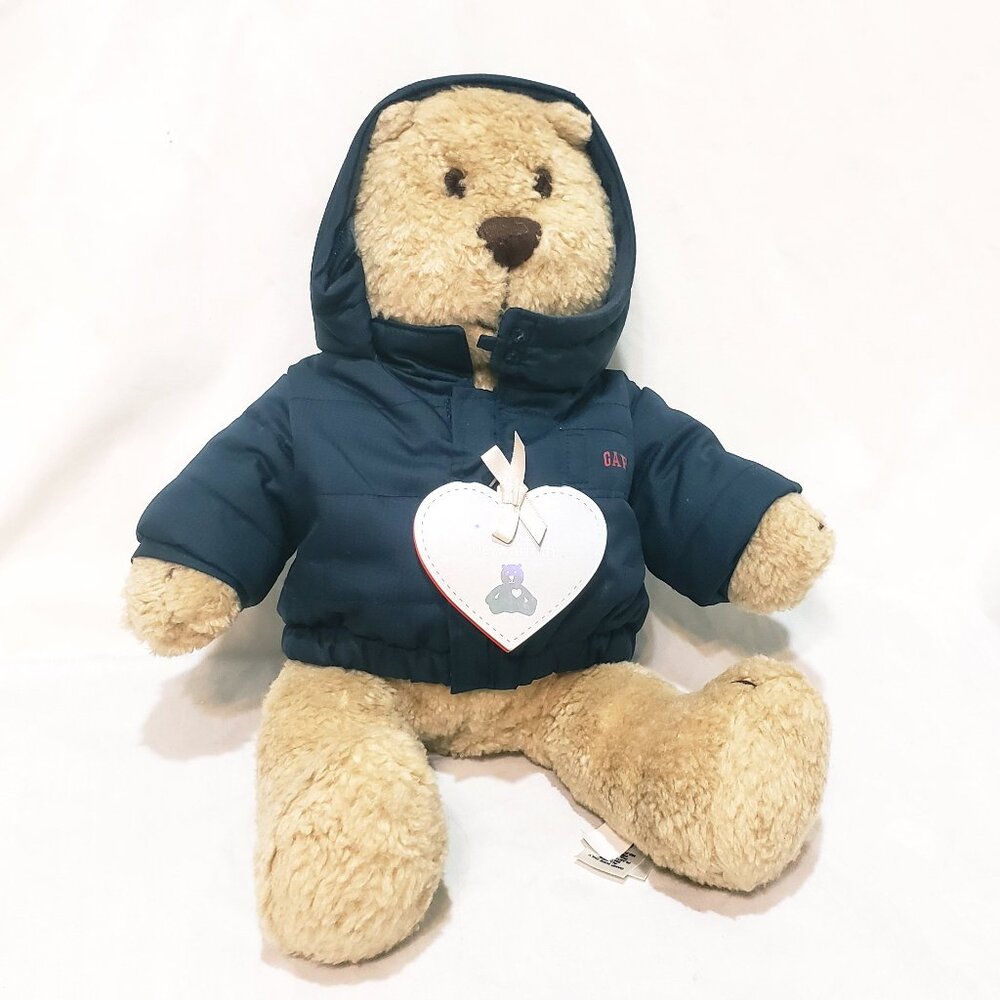 Baby Gap Brannan Teddy Bear Plush Stuffed Animal 14" Blue Winter Coat 2004